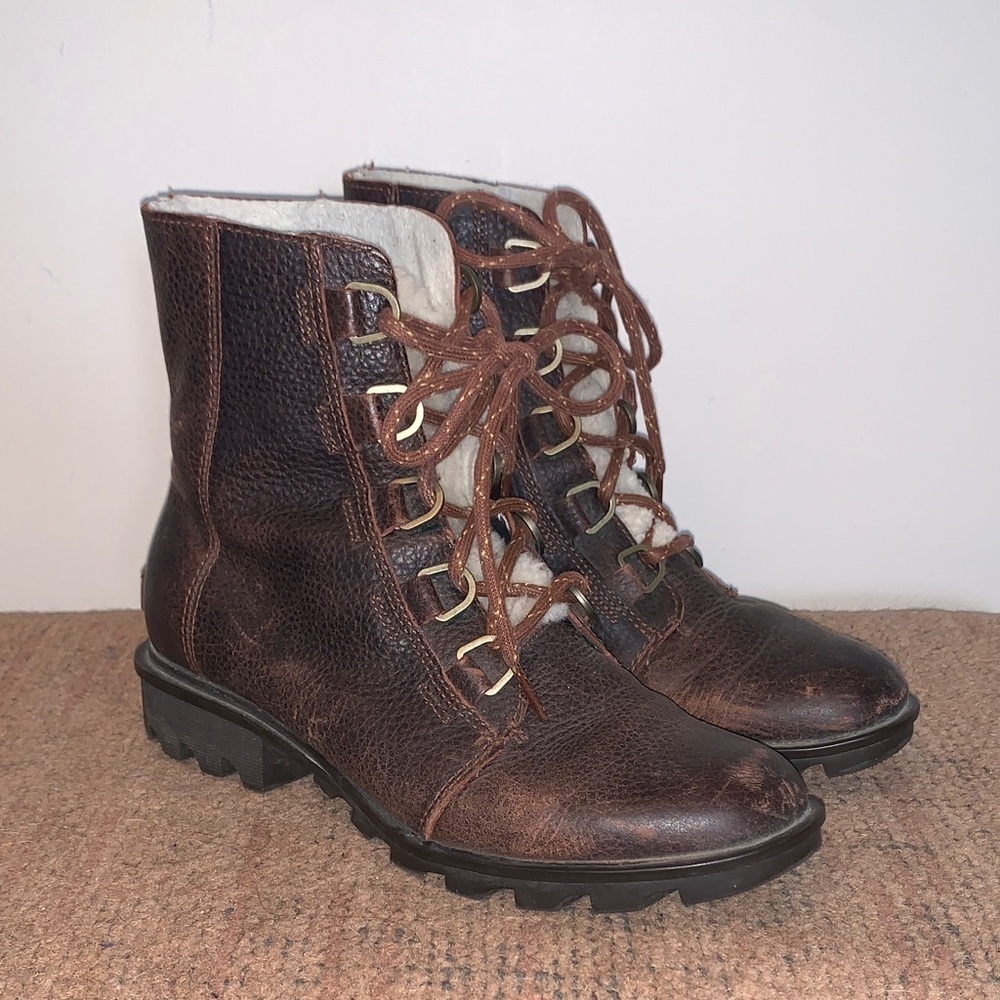 Sorel Brown Winter Leather Sherpa Boots 8